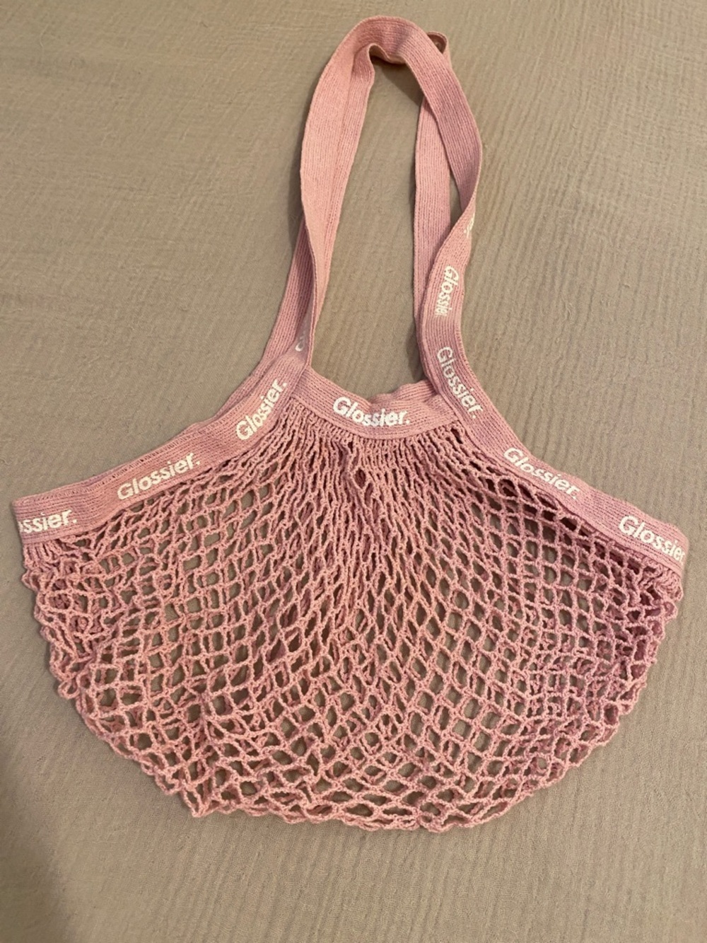 Glossier Dusty Rose Mesh Shopper Tote - Picture 4 of 5